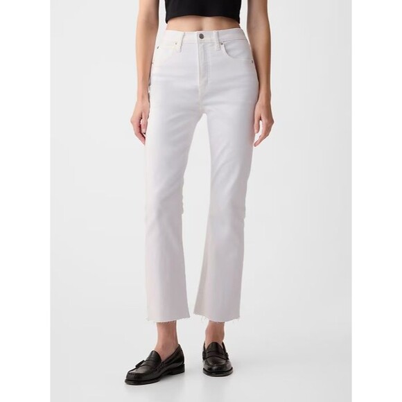Gap Denim Ankle Flare Jeans Women's Size 4t White Distressed Denim High Waist - Picture 14 of 15